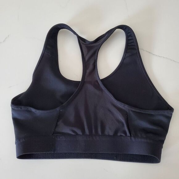 Adidas Women's Sports Bra Small Black Racerback Light Support Wireless Logo - Picture 2 of 4